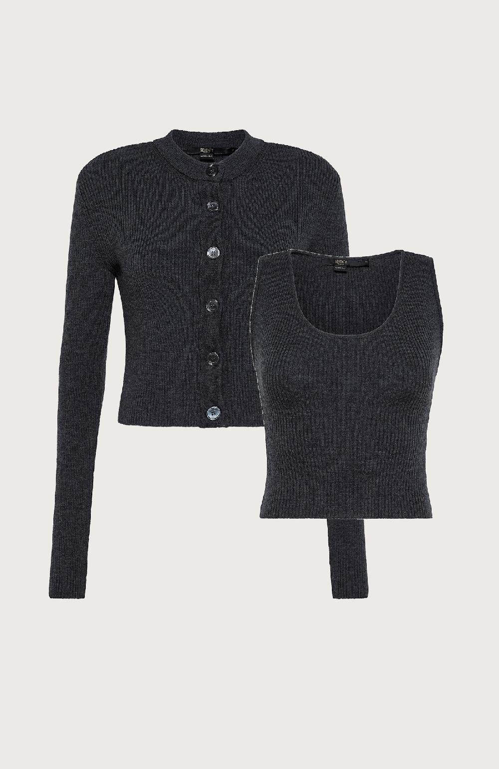 Seventy Twin set in pura lana - Col. Grigio Fino Al -60%