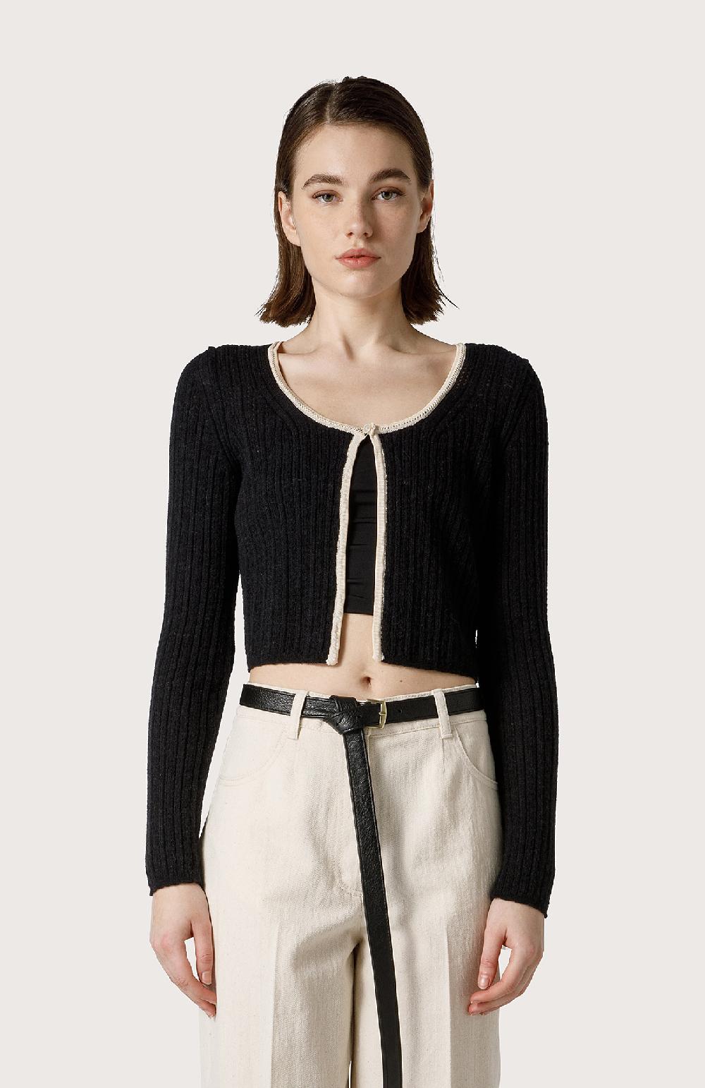 Seventy Cardigan crop in alpaca - Col. Nero Convenienza