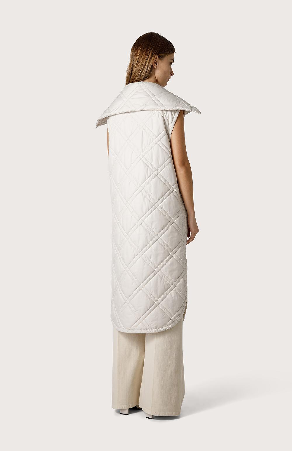 Seventy Gilet trapuntato lungo - Col. Bianco Vendita Calda