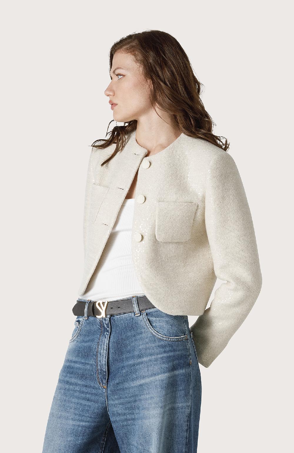 Seventy Giacca corta in chanel e paillettes - Col. Bianco Fino al 55% di sconto