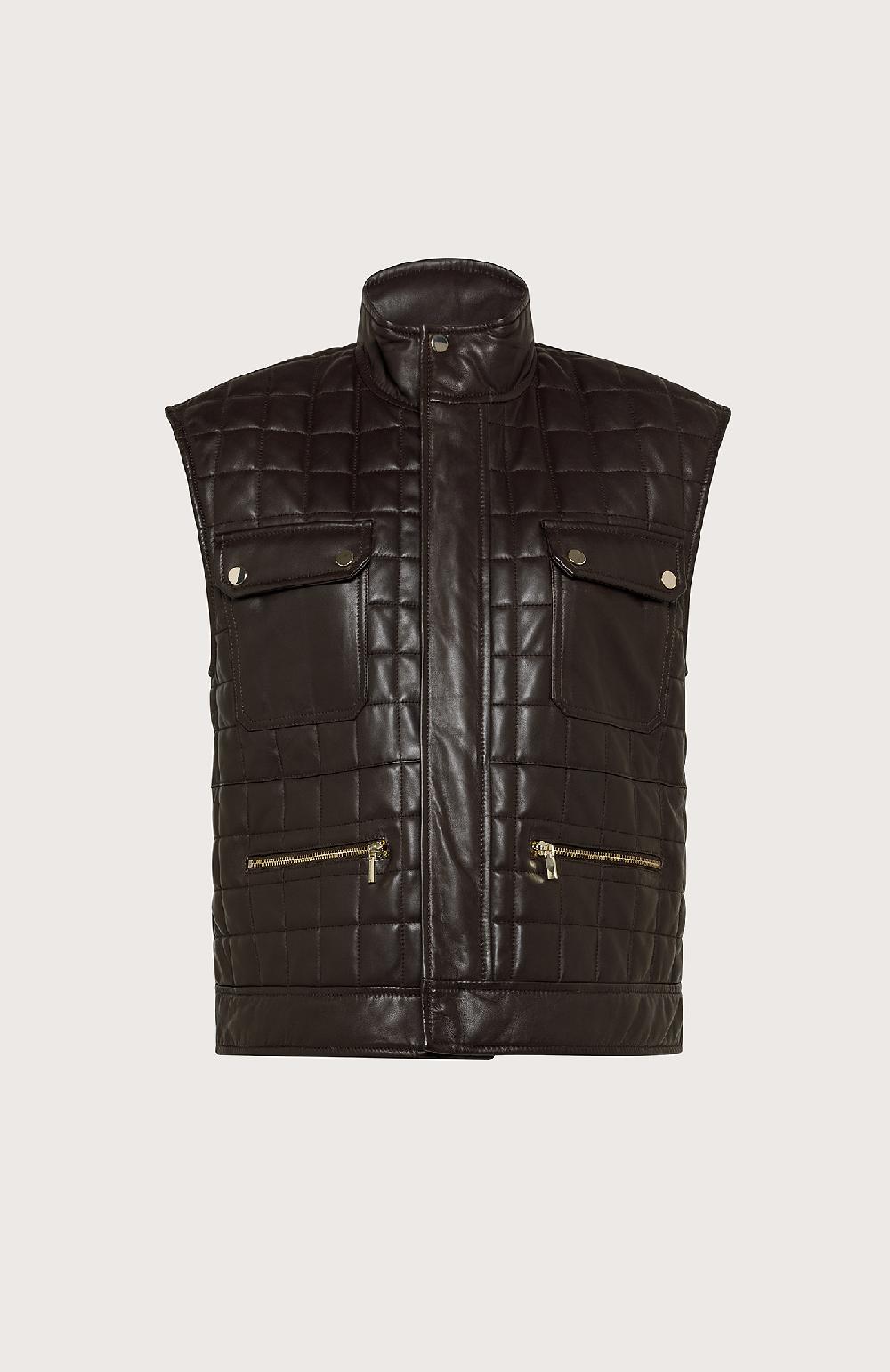 Seventy Gilet trapuntato in nappa - Col. Marrone Soddisfazione Garantita