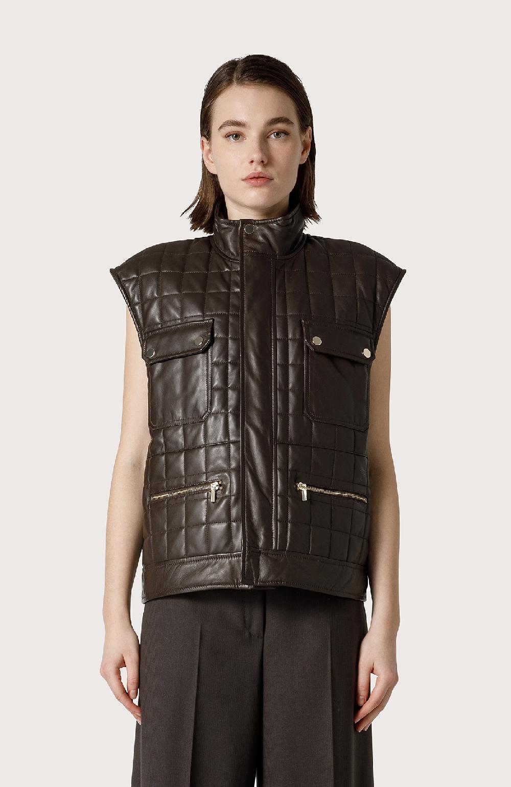 Seventy Gilet trapuntato in nappa - Col. Marrone Soddisfazione Garantita