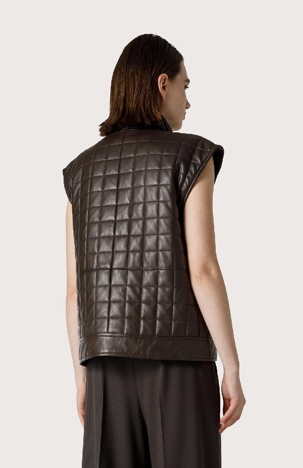 Seventy Gilet trapuntato in nappa - Col. Marrone Soddisfazione Garantita