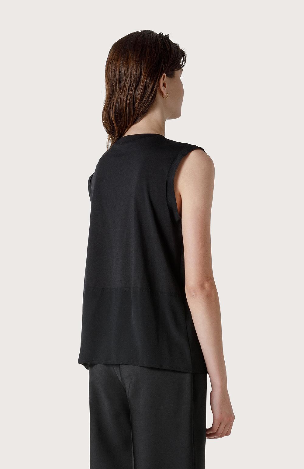 Seventy Maglia smanicata con ricamo di strass - Col. Nero Hotsell