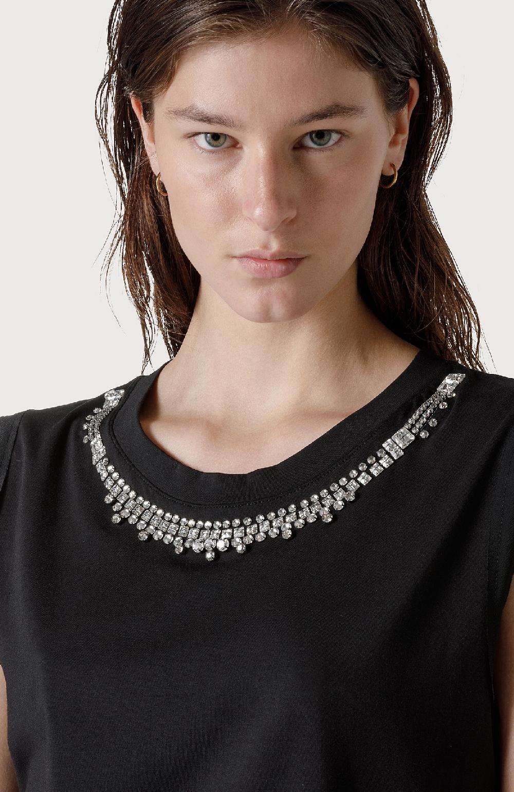 Seventy Maglia smanicata con ricamo di strass - Col. Nero Hotsell