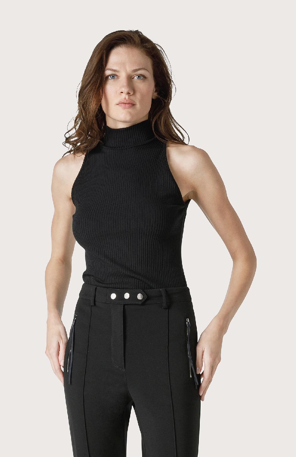 Seventy Top collo alto a coste - Col. Nero Vendita Calda