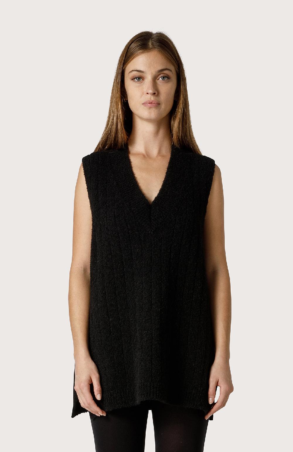 Seventy Gilet in filato bouclé - Col. Nero Saldi Di Fabbrica