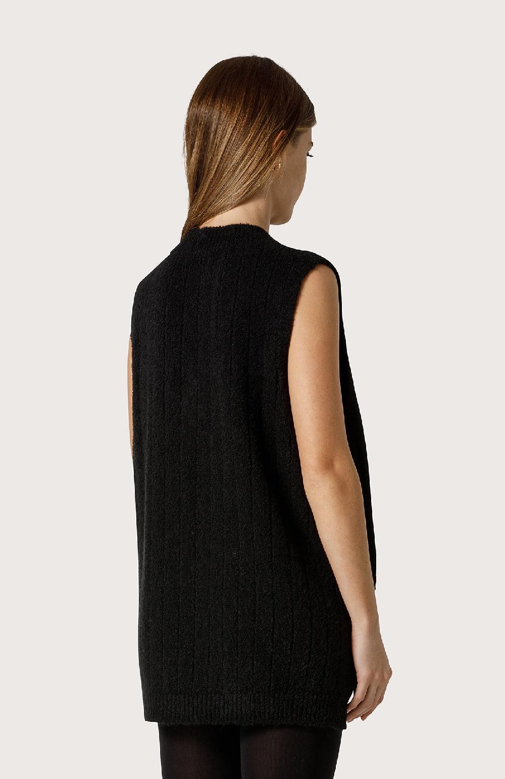 Seventy Gilet in filato bouclé - Col. Nero Saldi Di Fabbrica