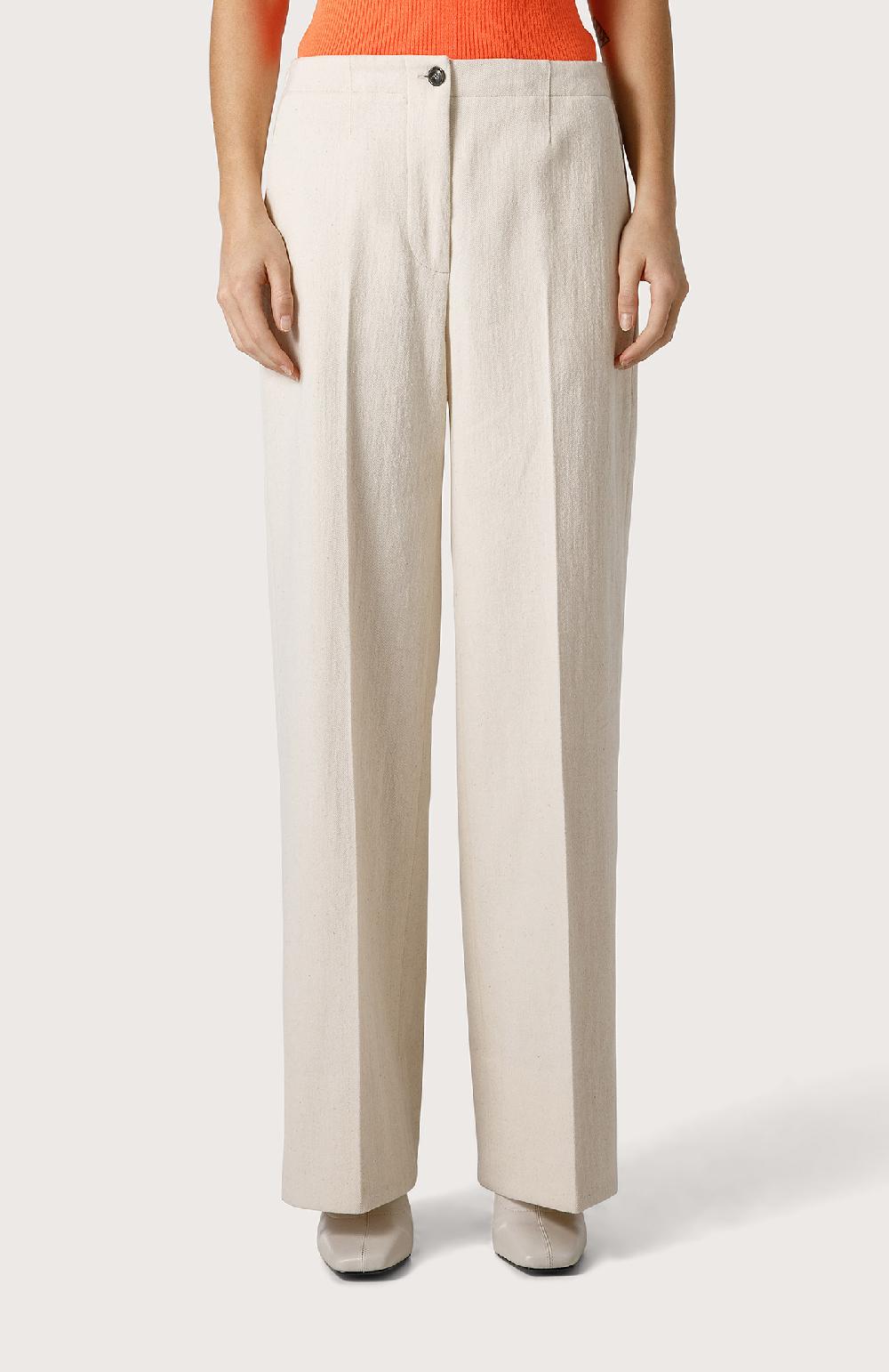 Seventy Pantalone in bull di misto lana - Col. Bianco Prezzo di fabbrica