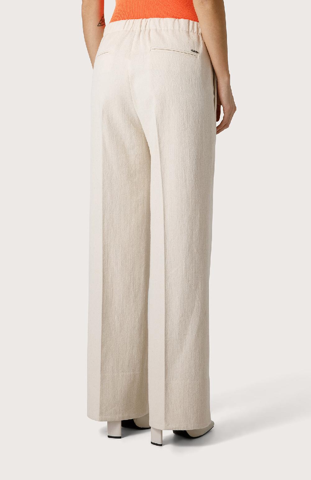 Seventy Pantalone in bull di misto lana - Col. Bianco Prezzo di fabbrica