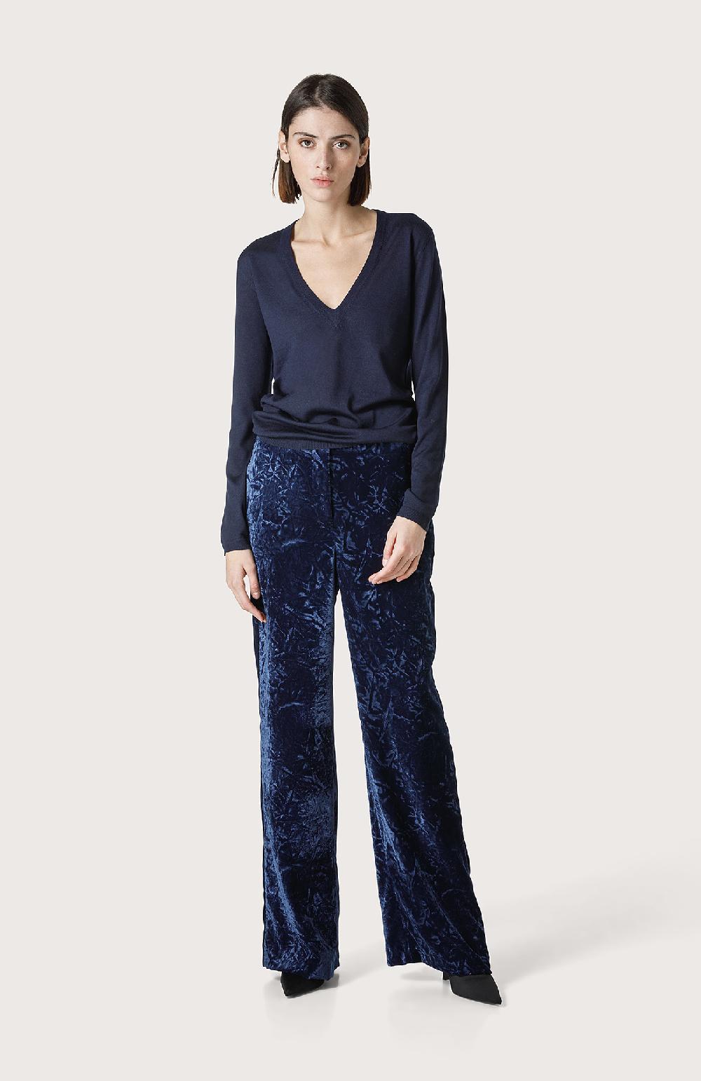 Seventy Pantalone in velluto liscio crush - Col. Blu Sostegno trimestrale