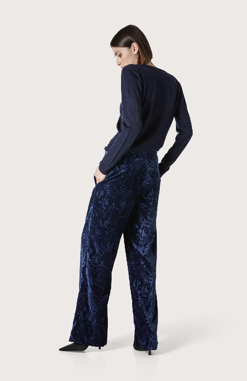 Seventy Pantalone in velluto liscio crush - Col. Blu Sostegno trimestrale