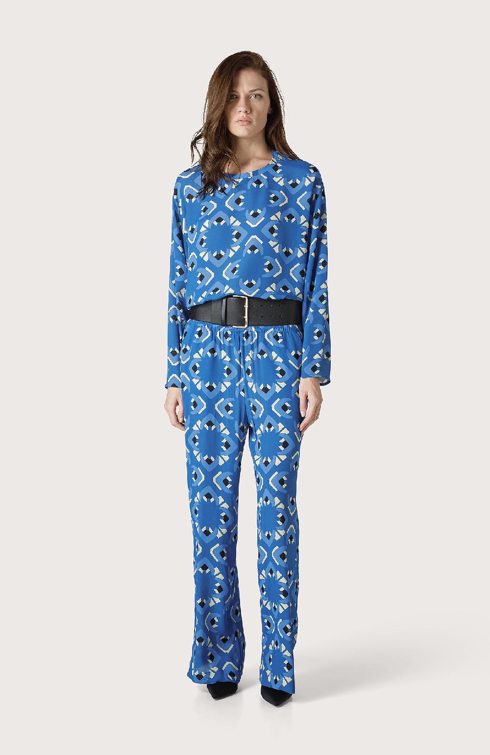 Seventy Pantalone palazzo con stampa caleidoscopio - Col. Blu Discount Store per i nuovi prodotti
