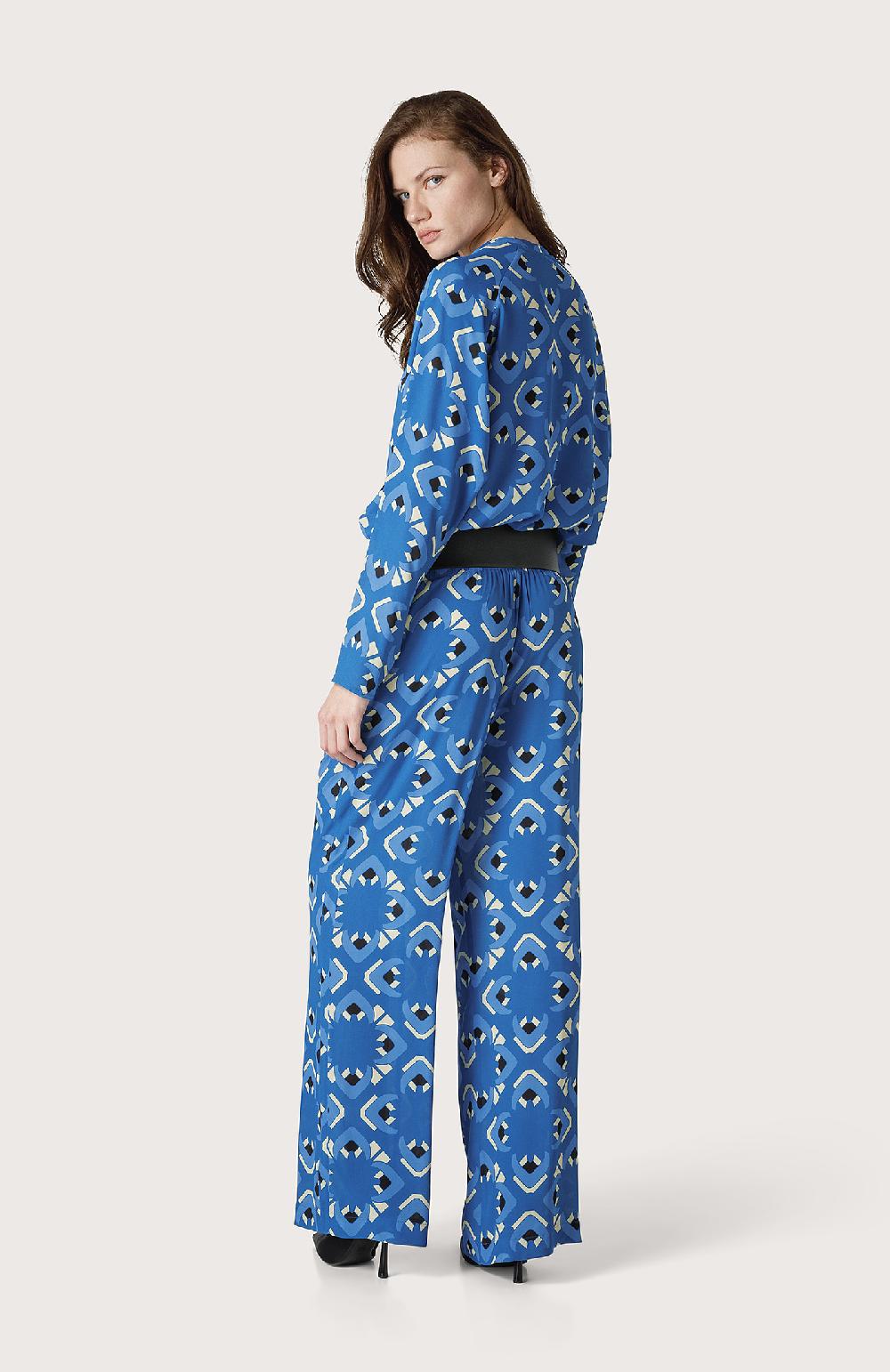 Seventy Pantalone palazzo con stampa caleidoscopio - Col. Blu Discount Store per i nuovi prodotti