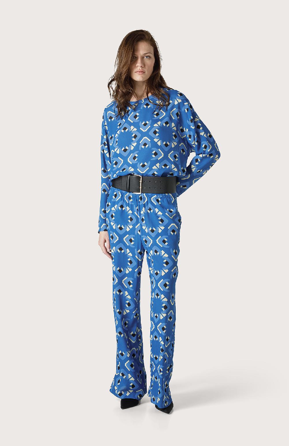 Seventy Pantalone palazzo con stampa caleidoscopio - Col. Blu Discount Store per i nuovi prodotti