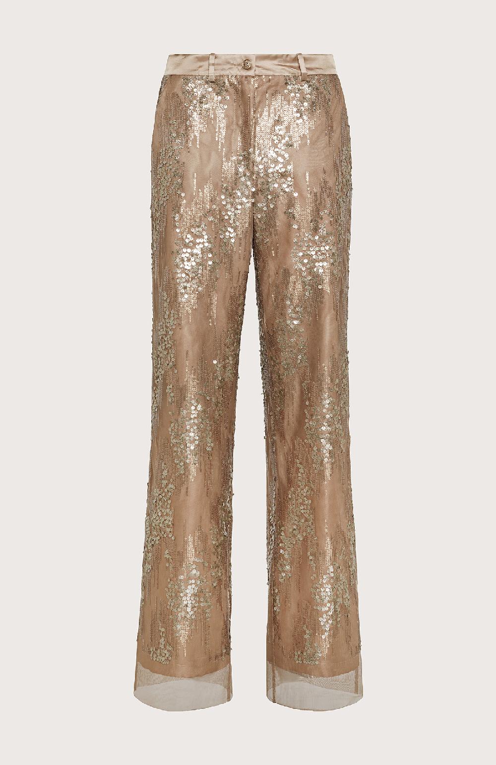 Seventy Pantalone con ricamo di paillettes - Col. Neutro Trasporto libero internazionale