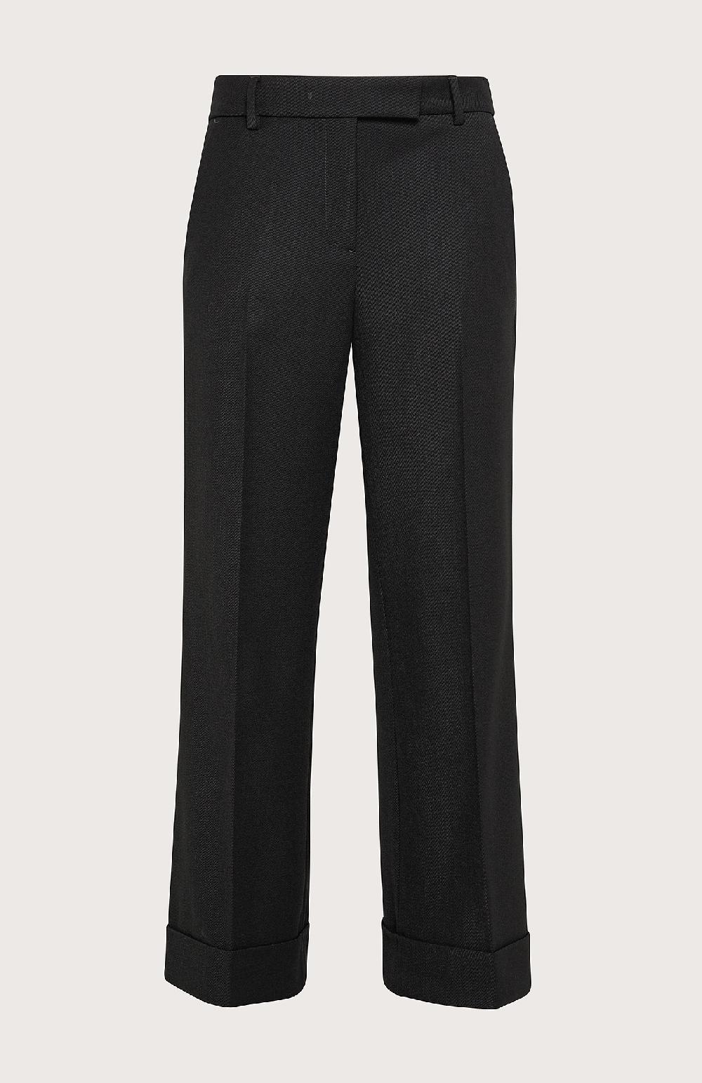 Seventy Pantalone largo con balza al fondo - Col. Nero