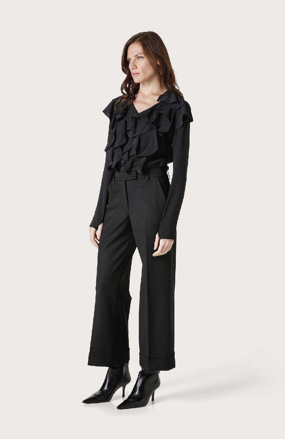 Seventy Pantalone largo con balza al fondo - Col. Nero Sottocosto