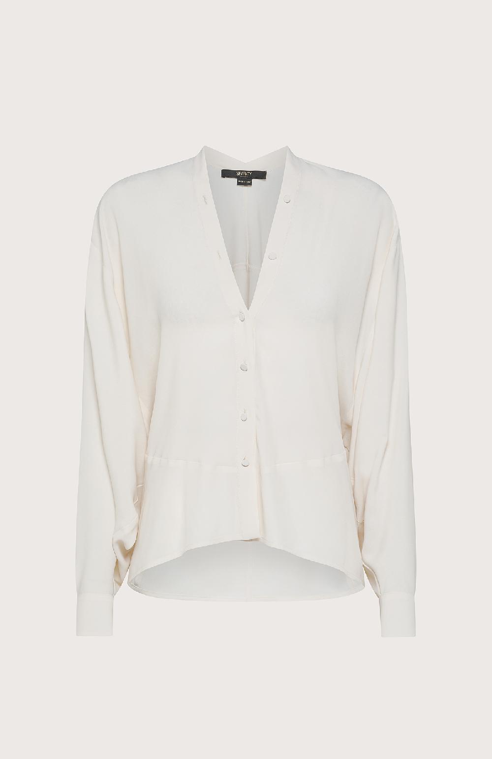 Seventy Camicia morbida con collo a V - Col. Bianco Saldi