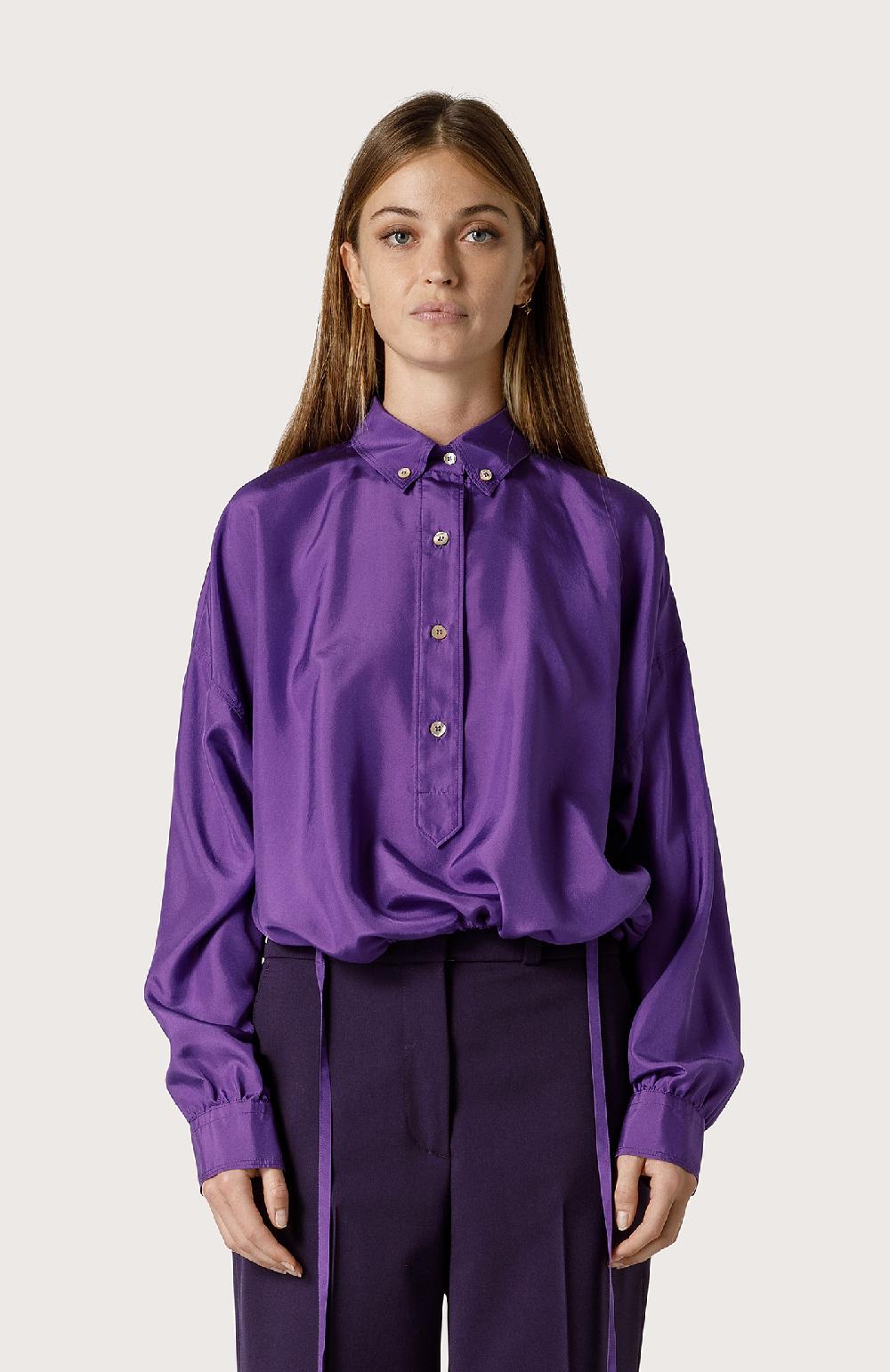 Seventy Camicia in seta con nastro - Col. Viola Offerta speciale