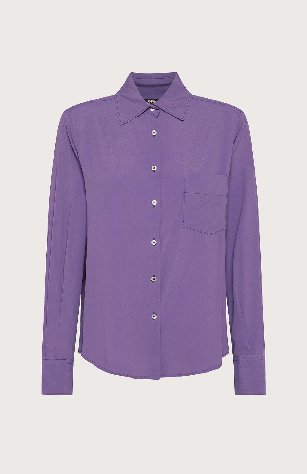 Seventy Camicia in crêpe di misto seta - Col. Viola Comprare a buon mercato