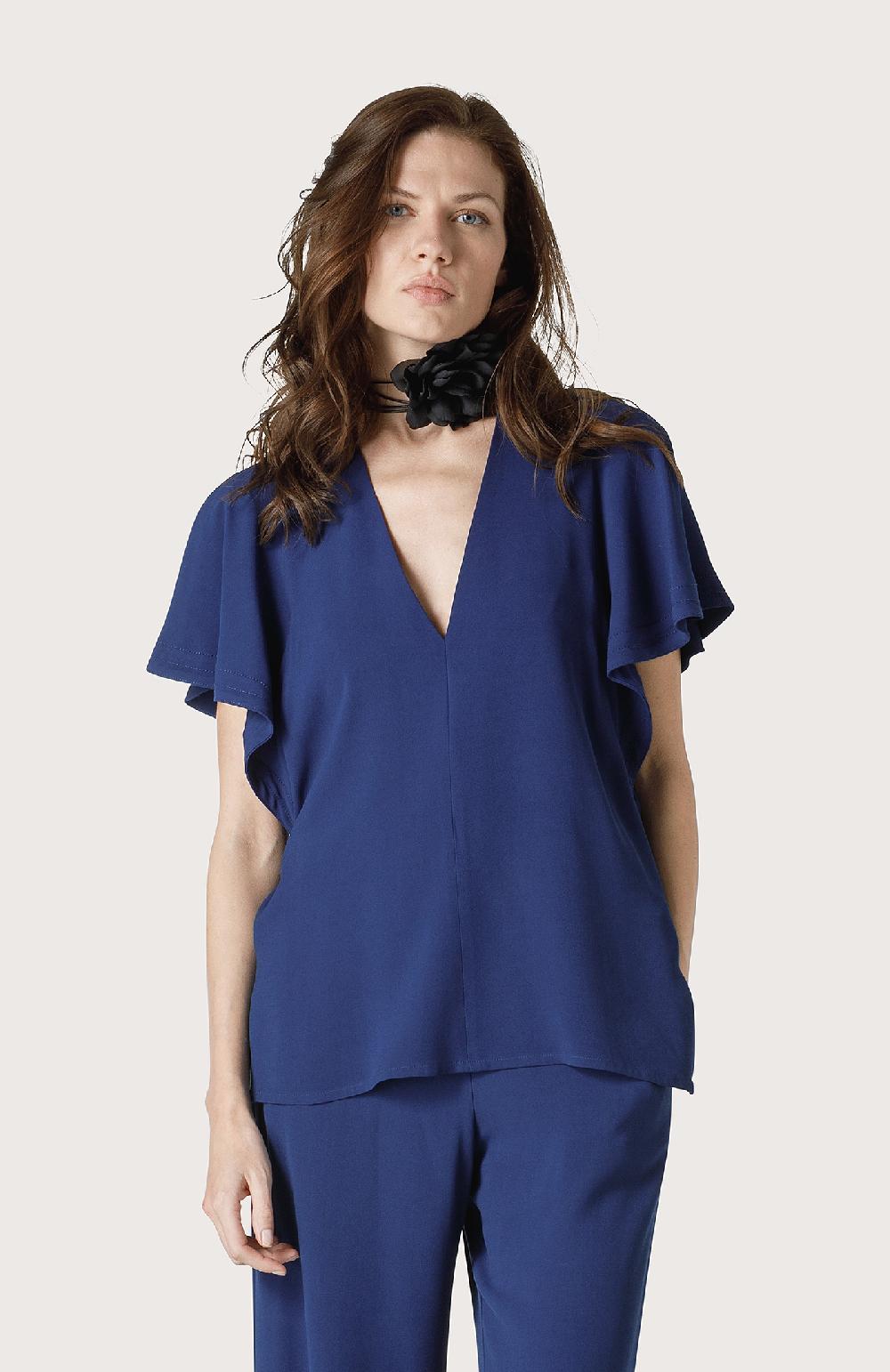 Seventy Camicetta a V con manica corta - Col. Blu Flash Sale