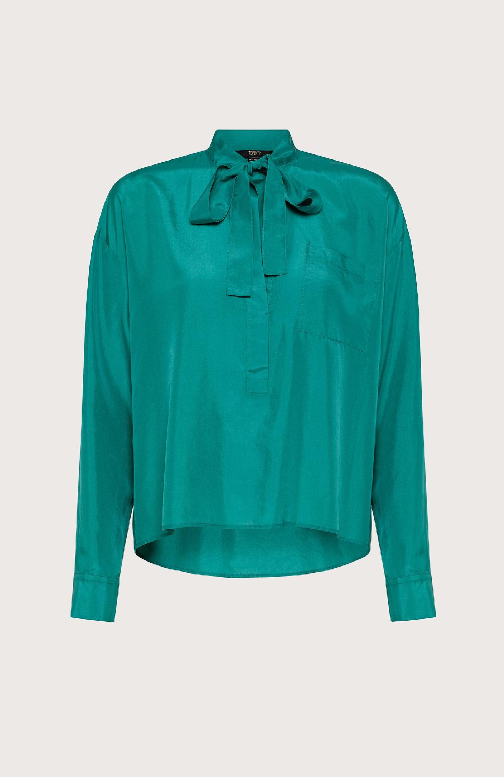 Seventy Camicia in seta lavata - Col. Verde Offerta esclusiva