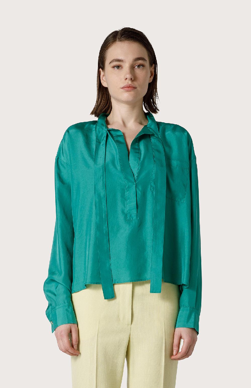 Seventy Camicia in seta lavata - Col. Verde Offerta esclusiva