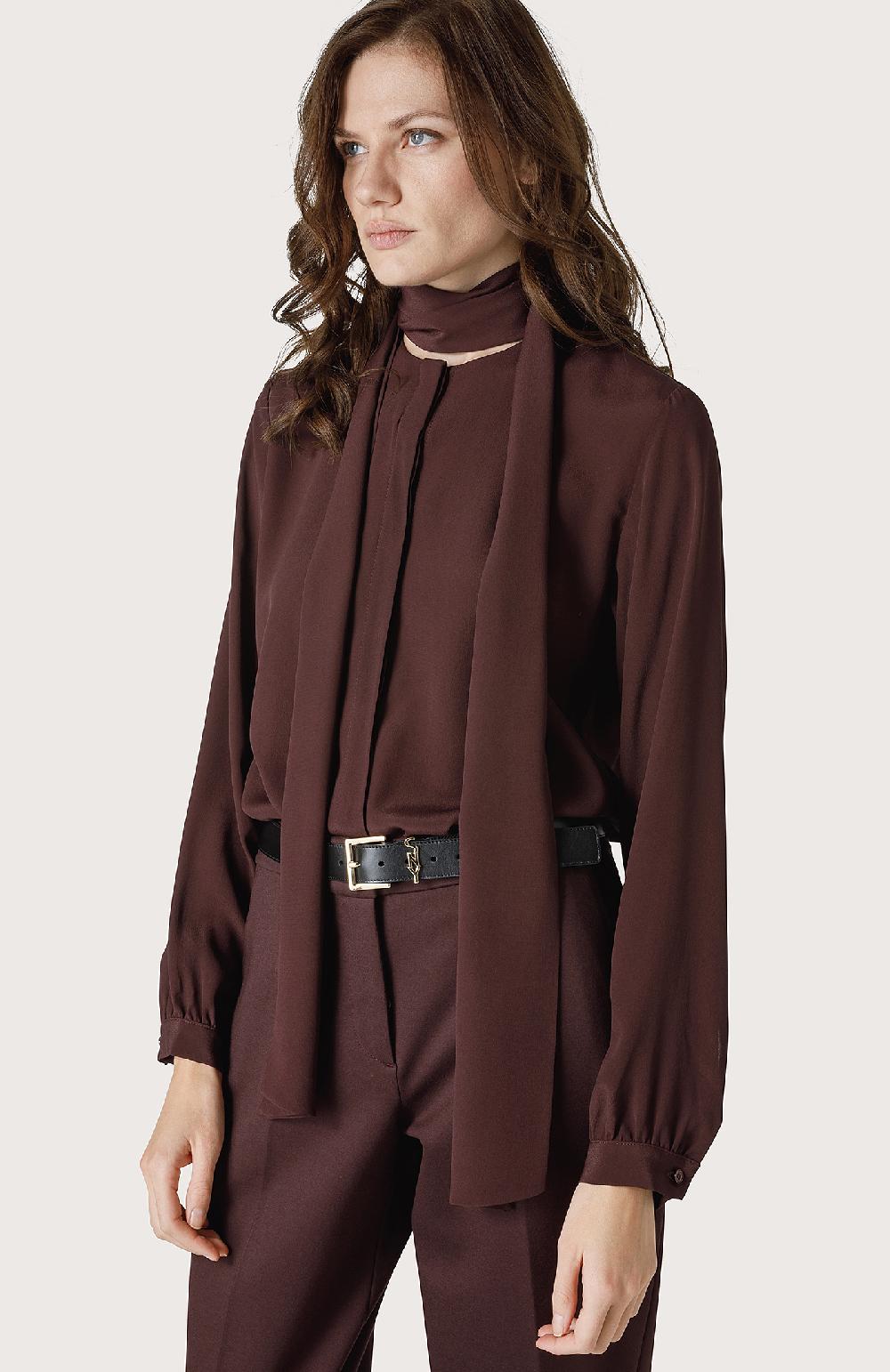 Seventy Camicetta tinta unita con fusciacca al collo - Col. Viola Cyber Monday