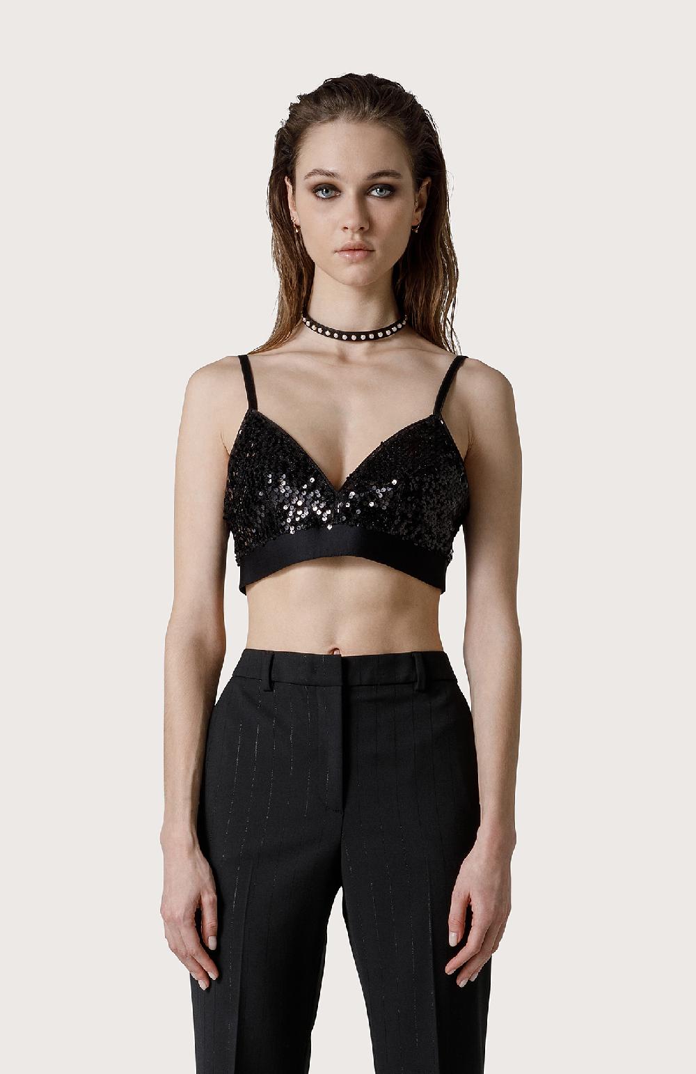 Seventy Bralette con paillette - Col. Nero Smaltimento dello stoccaggio