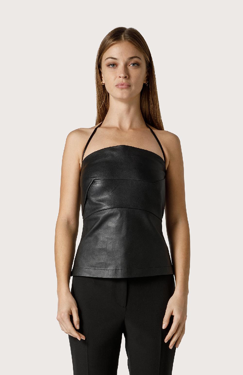 Seventy Top in nappa stretch - Col. Nero Vendita calda