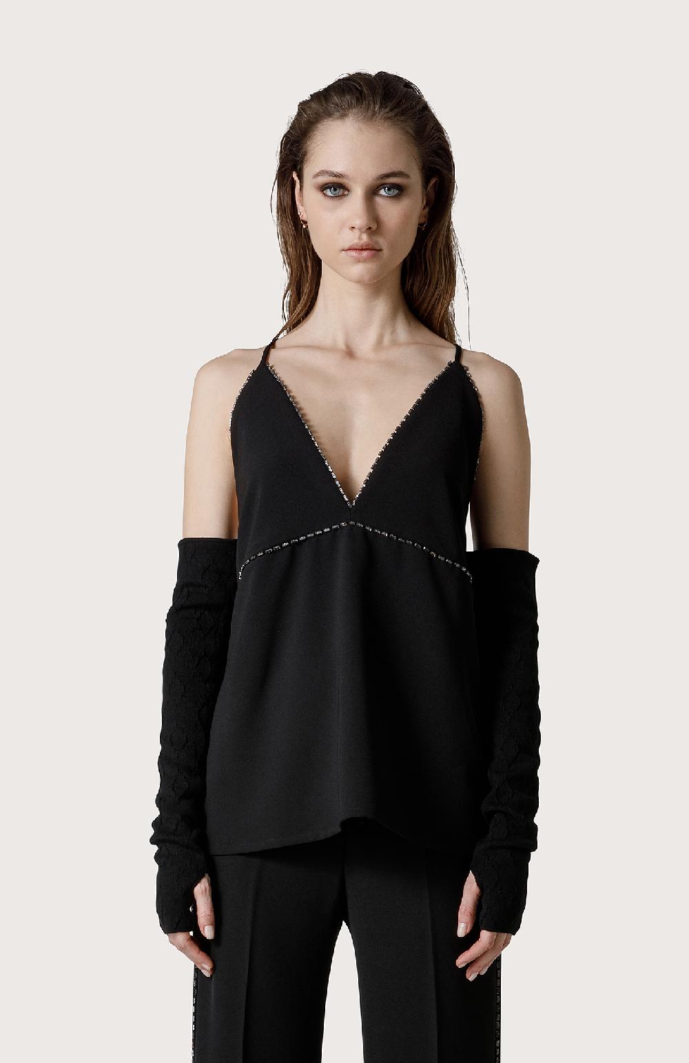 Seventy Top con cristalli - Col. Nero Online Outlet