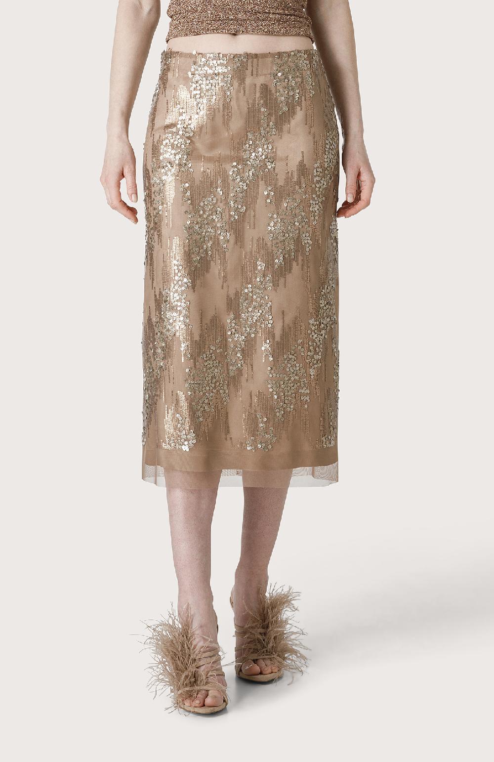 Seventy Gonna longuette con paillettes - Col. Neutro Rilascio limitato