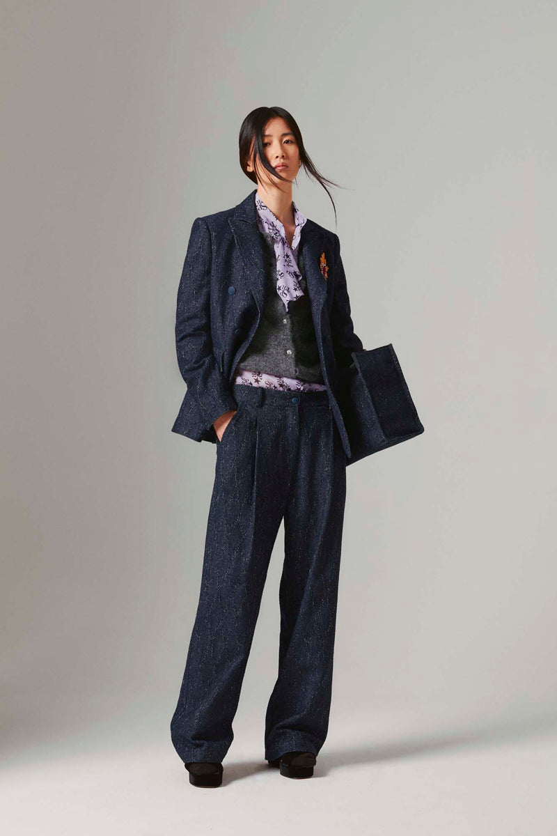 Shirtaporter Blazer Doppiopetto in Denim Jacquard Sconti VIP