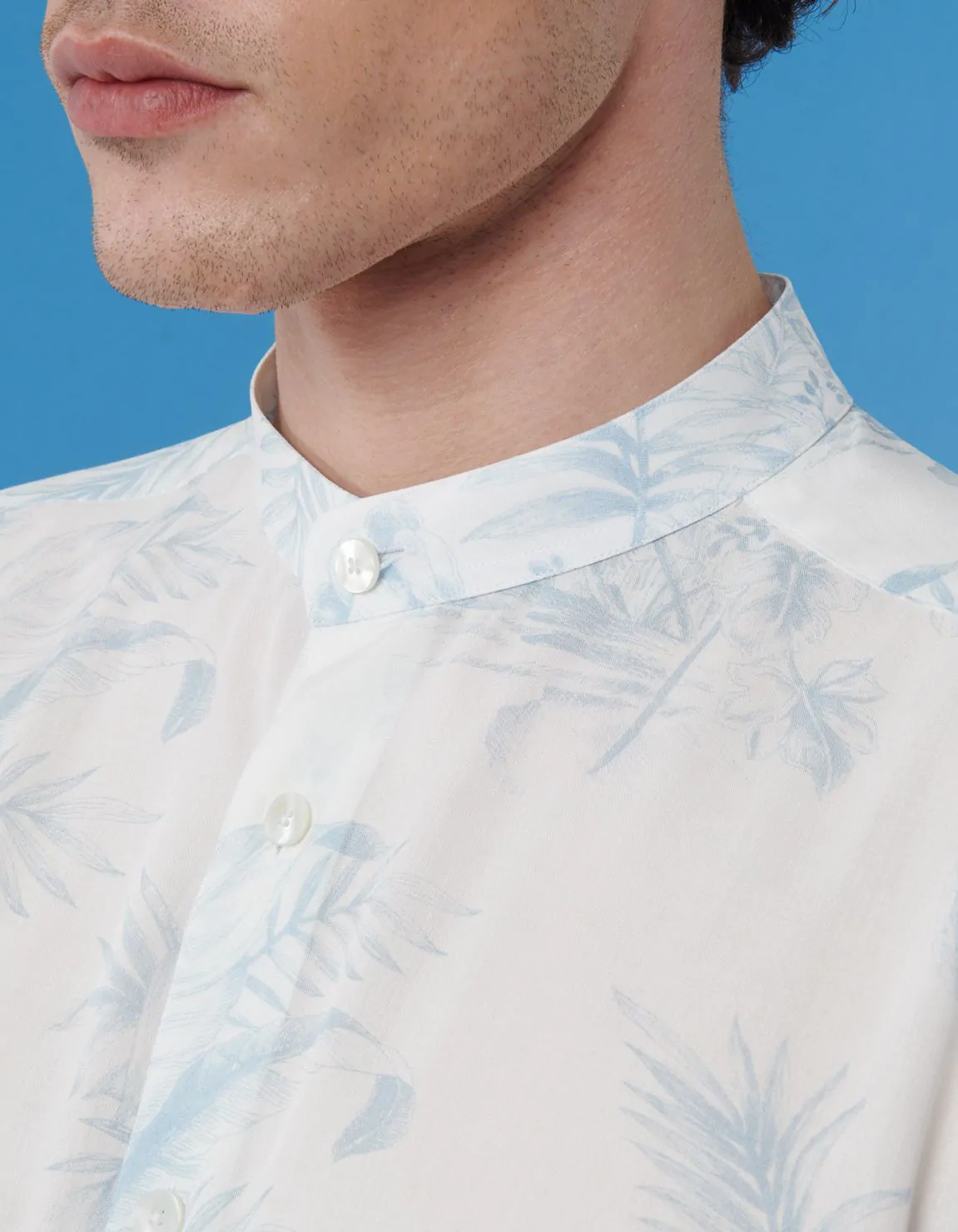 Xacus Camicia Collo coreano Fantasia Viscosa Celeste chiaro Duty-free