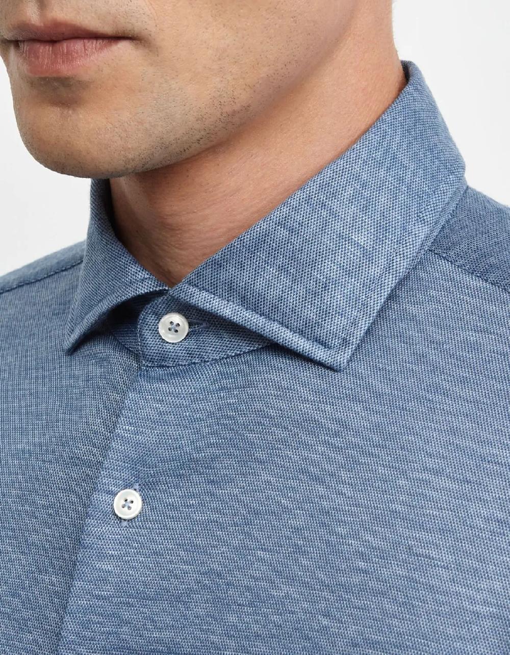 Xacus Camicia Collo italiano piccolo Tinta Unita Maglia Avio Offerte speciali