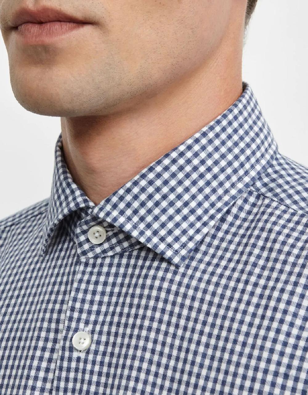 Xacus Camicia Collo francese piccolo Quadri Twill Avio Trasporto libero internazionale