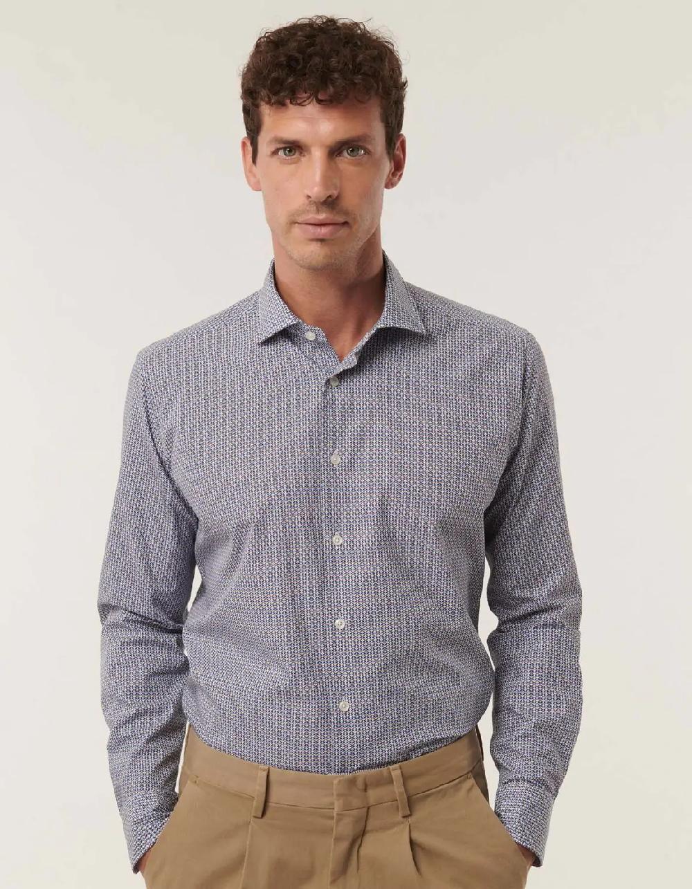 Xacus Camicia Collo francese piccolo Fantasia Popeline Multicolor Outlet