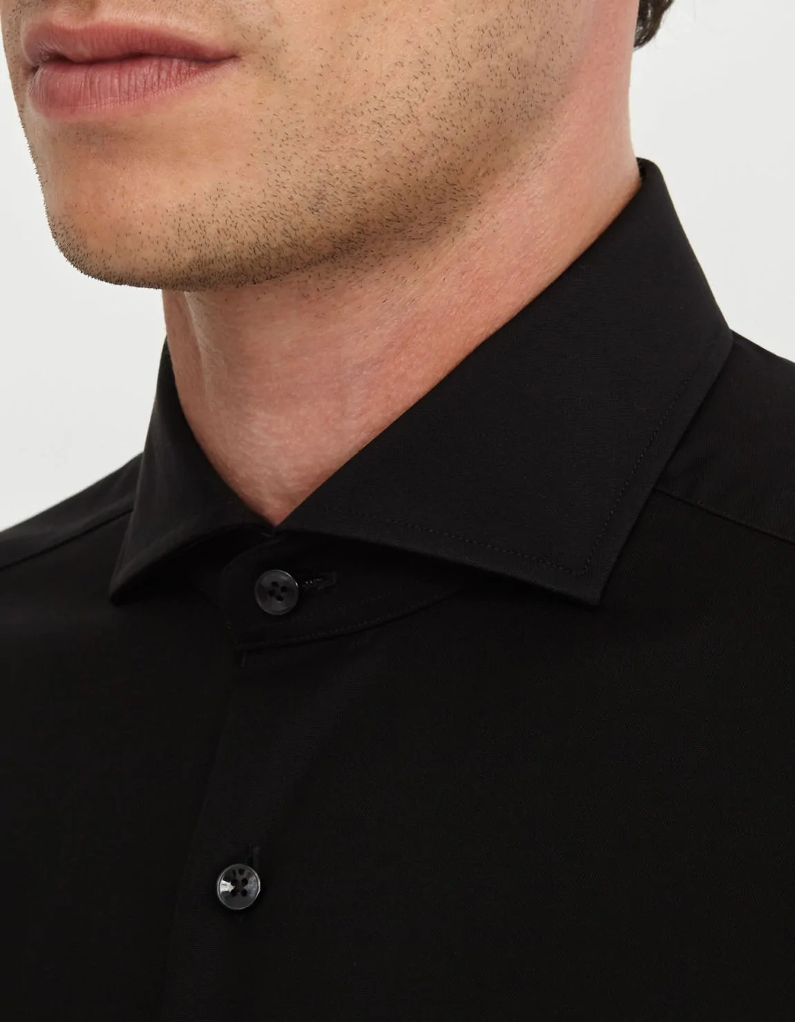 Xacus Camicia Collo francese Tinta Unita Tela Nero Offerta per la Festa della Mamma