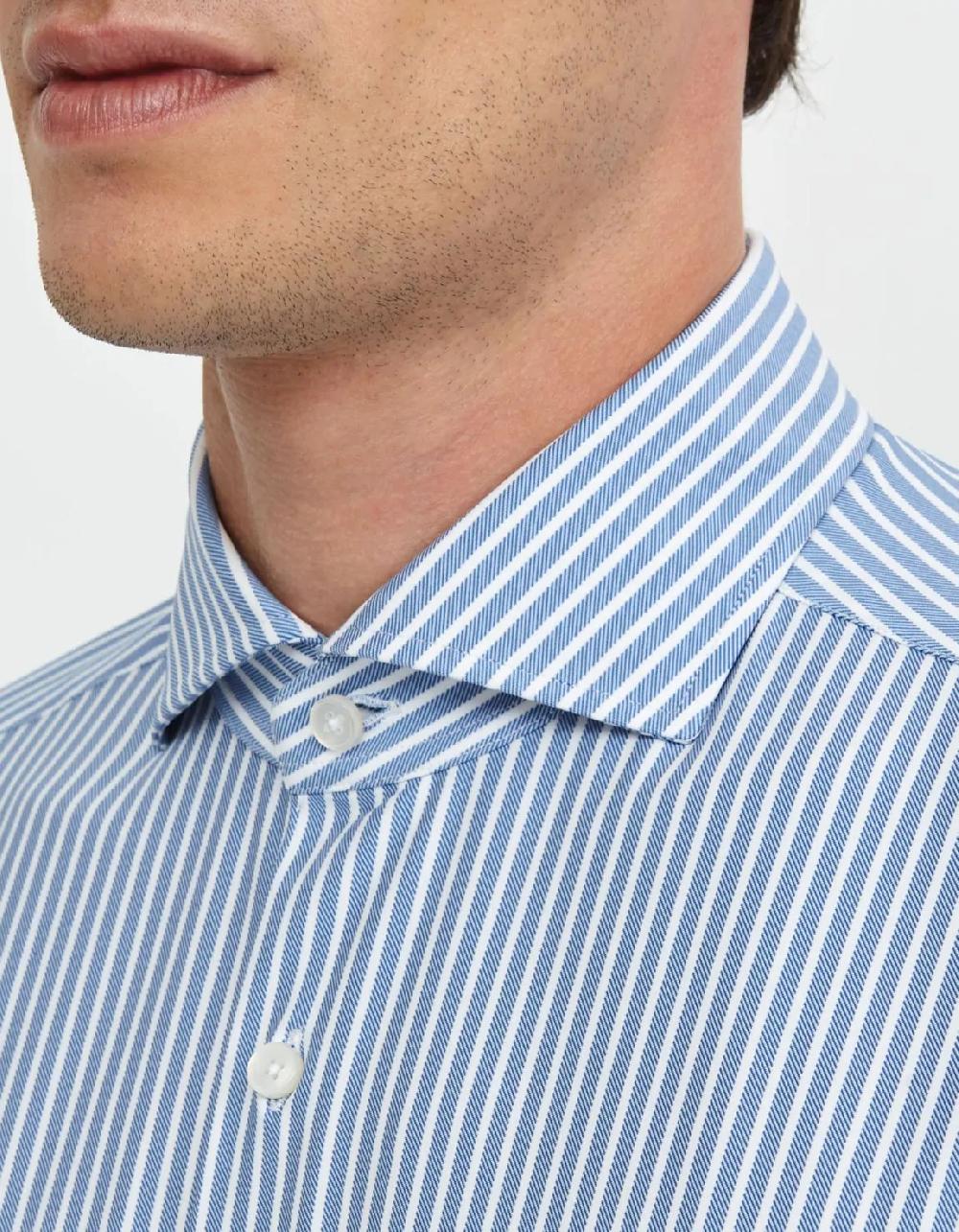 Xacus Camicia Collo francese Righe Twill Blu Lightning offer