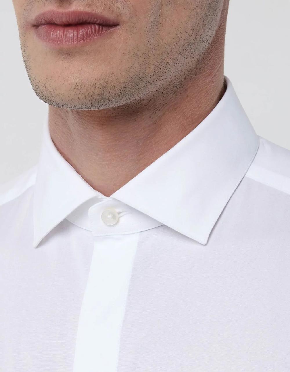 Xacus Camicia Collo francese Tinta Unita Popeline Bianco