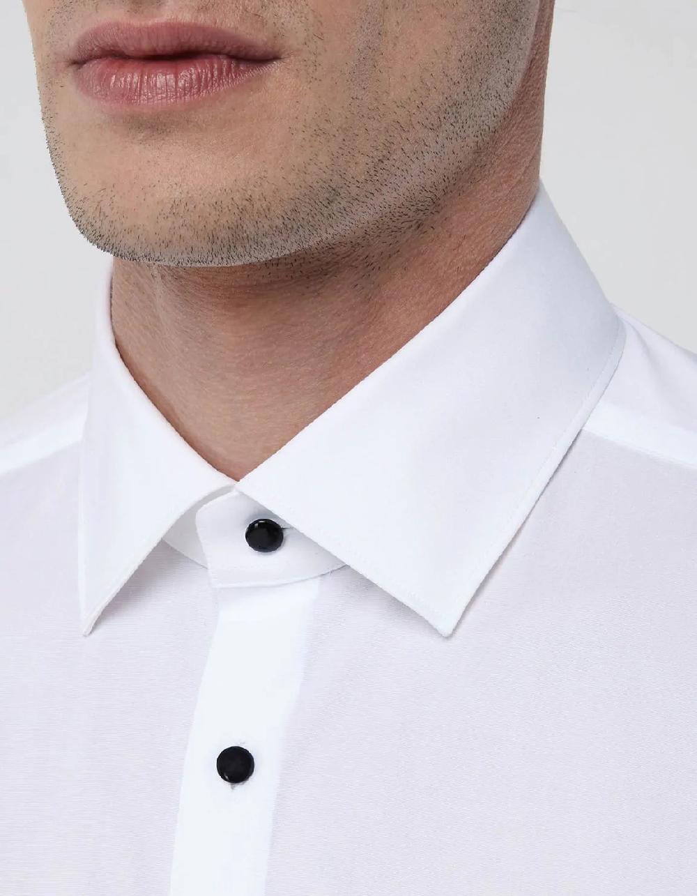 Xacus Camicia Collo francese piccolo Tinta Unita Popeline Bianco Offerte speciali
