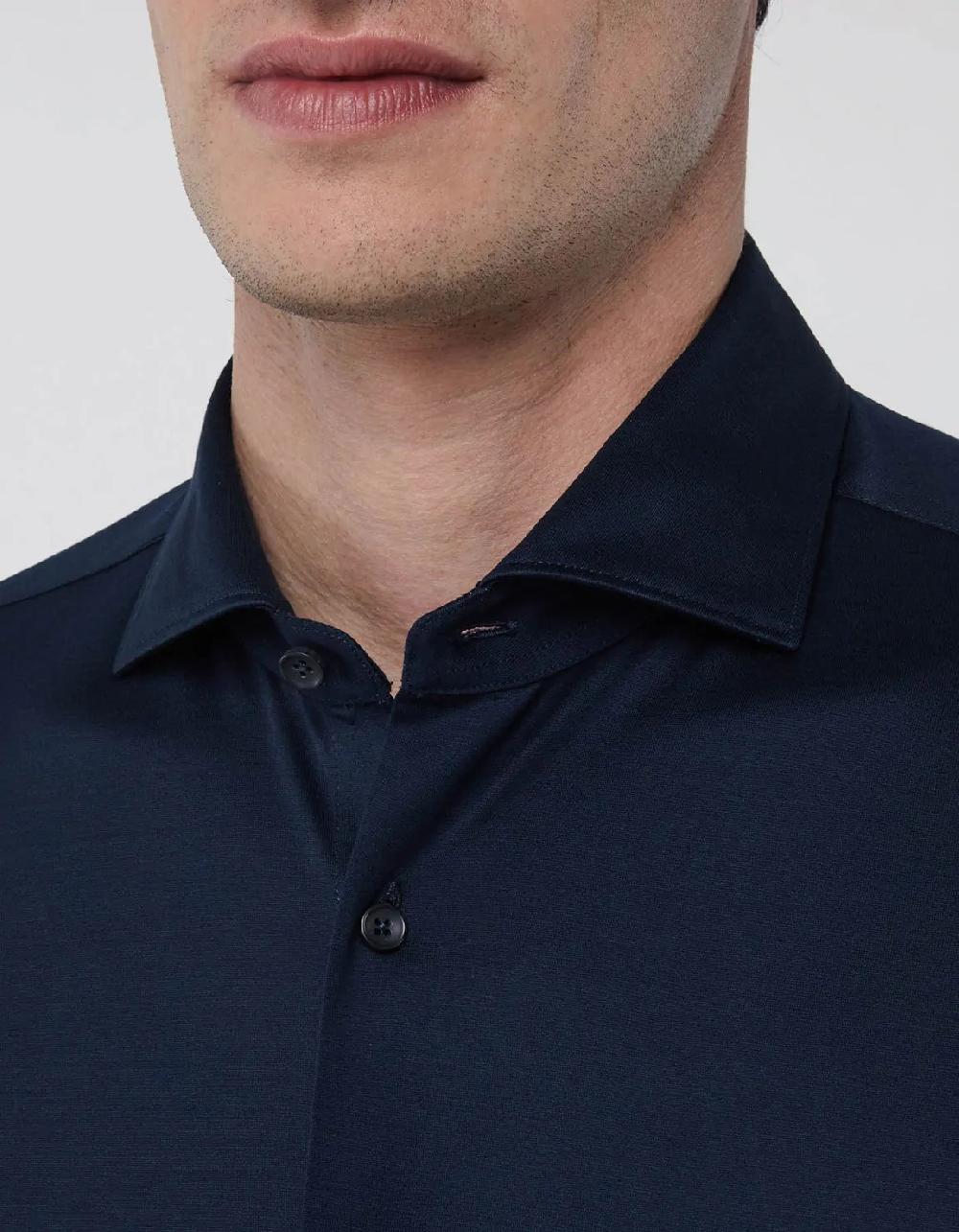 Xacus Camicia Collo francese Tinta Unita Maglia Blu navy Enormi risparmi