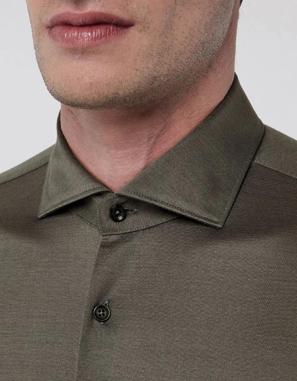 Xacus Camicia Collo francese Tinta Unita Maglia Fango Sconti VIP