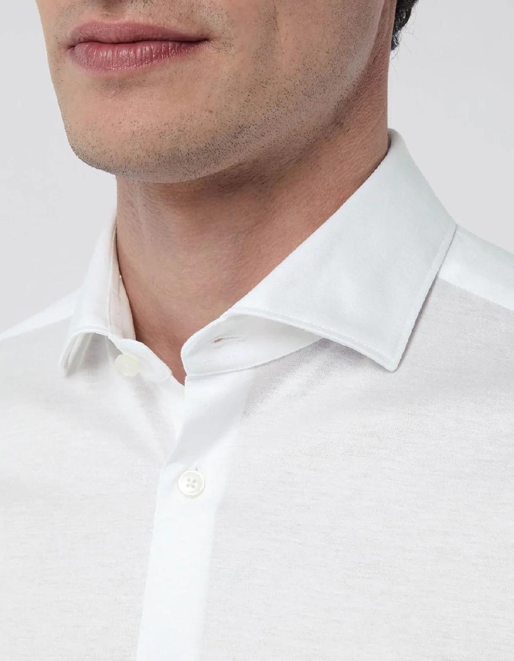 Xacus Camicia Collo francese Tinta Unita Maglia Bianco Prezzo basso