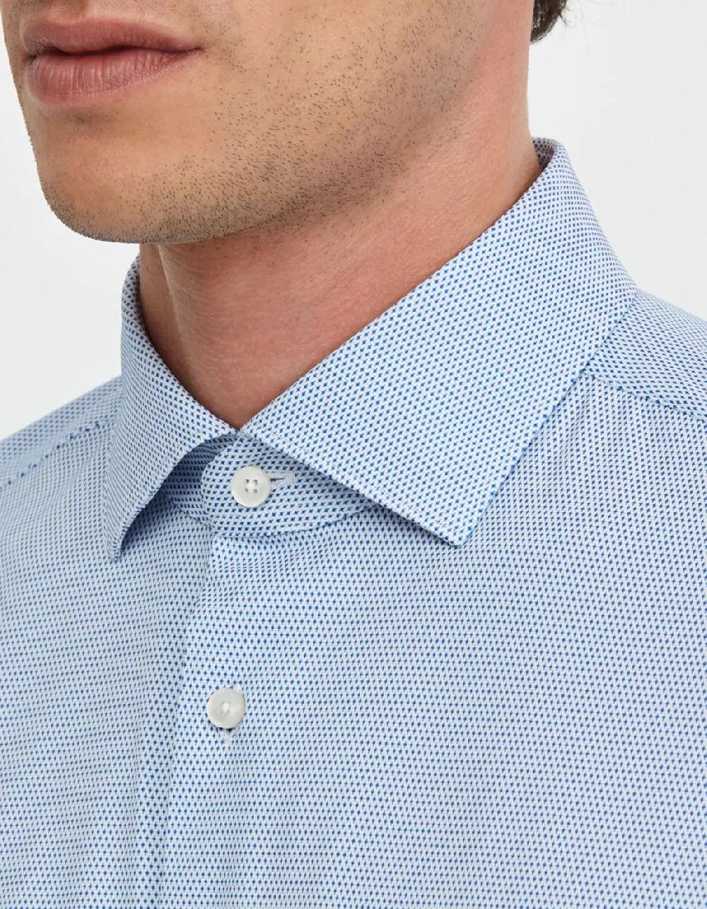 Xacus Camicia Collo francese piccolo Fantasia Armaturato Celeste Fino al 65% di sconto