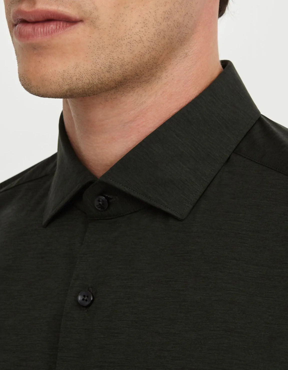 Xacus Camicia Collo francese piccolo Tinta Unita Maglia Verde bosco Fino al 55% di sconto