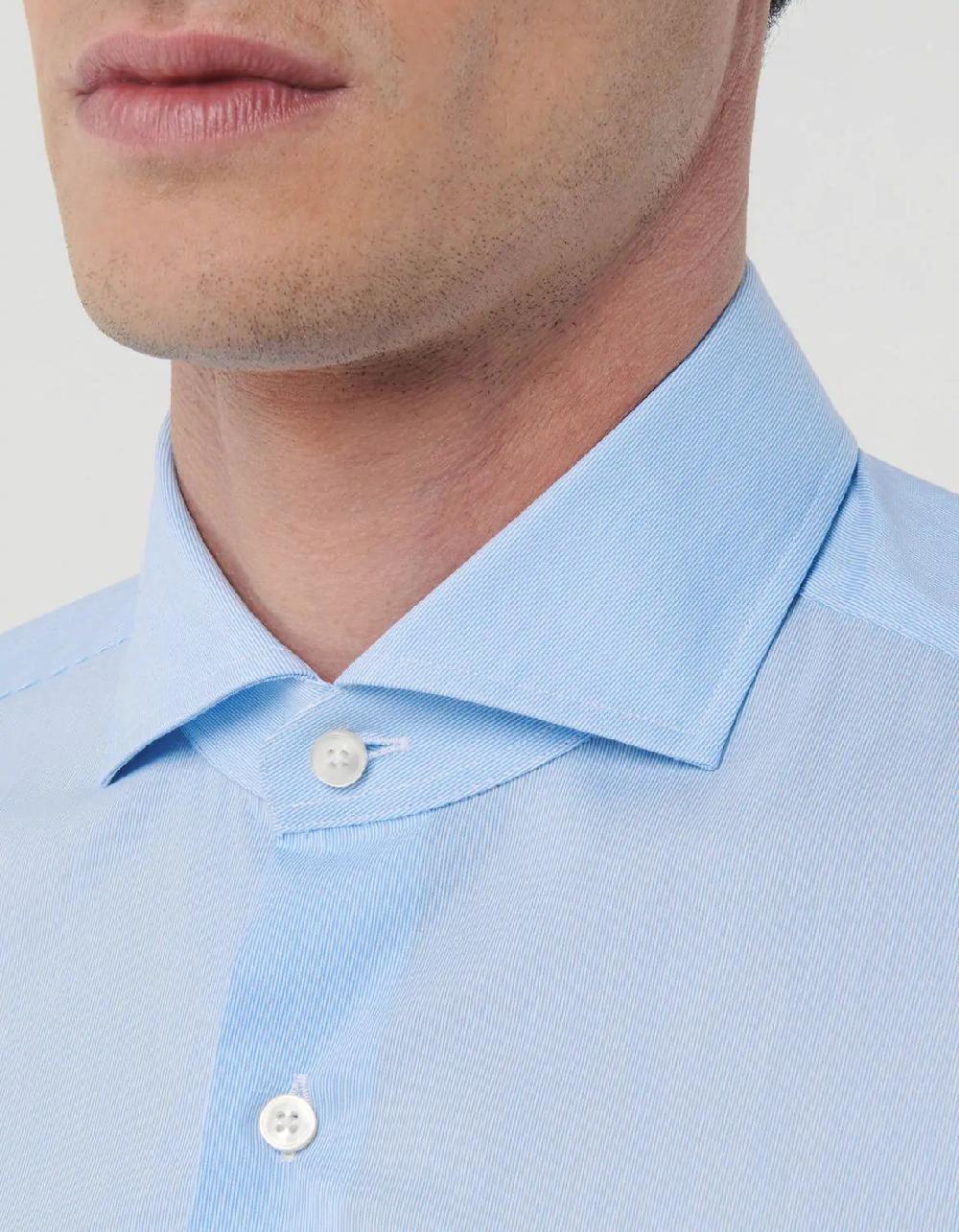 Xacus Camicia Collo francese Righe Popeline Celeste Offerta Anniversario