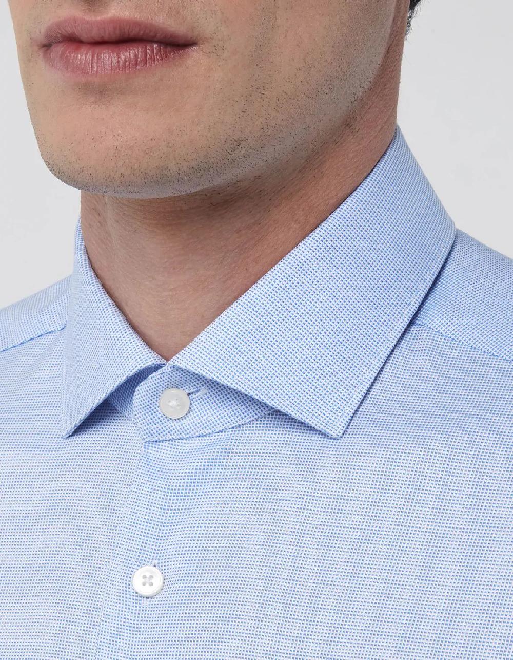 Xacus Camicia Collo francese piccolo Tinta Unita Oxford Celeste Grandi sconti