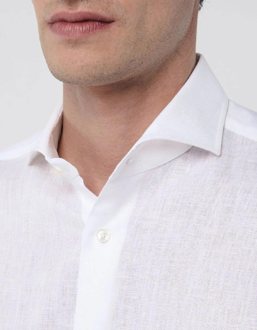 Xacus Camicia Collo francese Tinta Unita Lino Bianco Discount Store per i nuovi prodotti